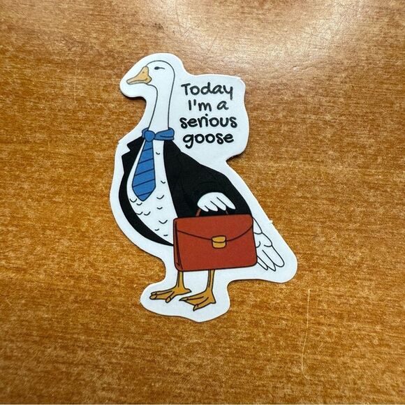 Serious Goose Sticker with Suit and Briefcase - Picture 1 of 1